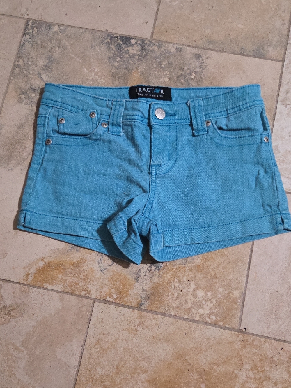 Tractor Girls Size 12 Teal Denim Shorts Classic Jean Shorts